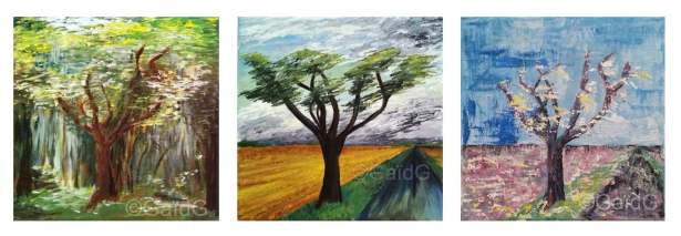 Asphyxie - Acrylique sur toiles - triptyque - 25x65 cm