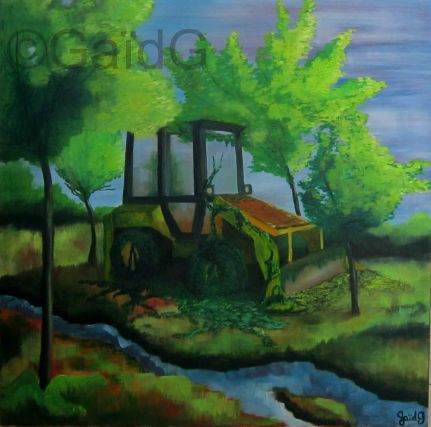 GaidG - Nature vs mécanique humaine - 60x60cm