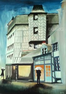 Rennes sous la pluie - Acrylique sur toile - 50x70cm