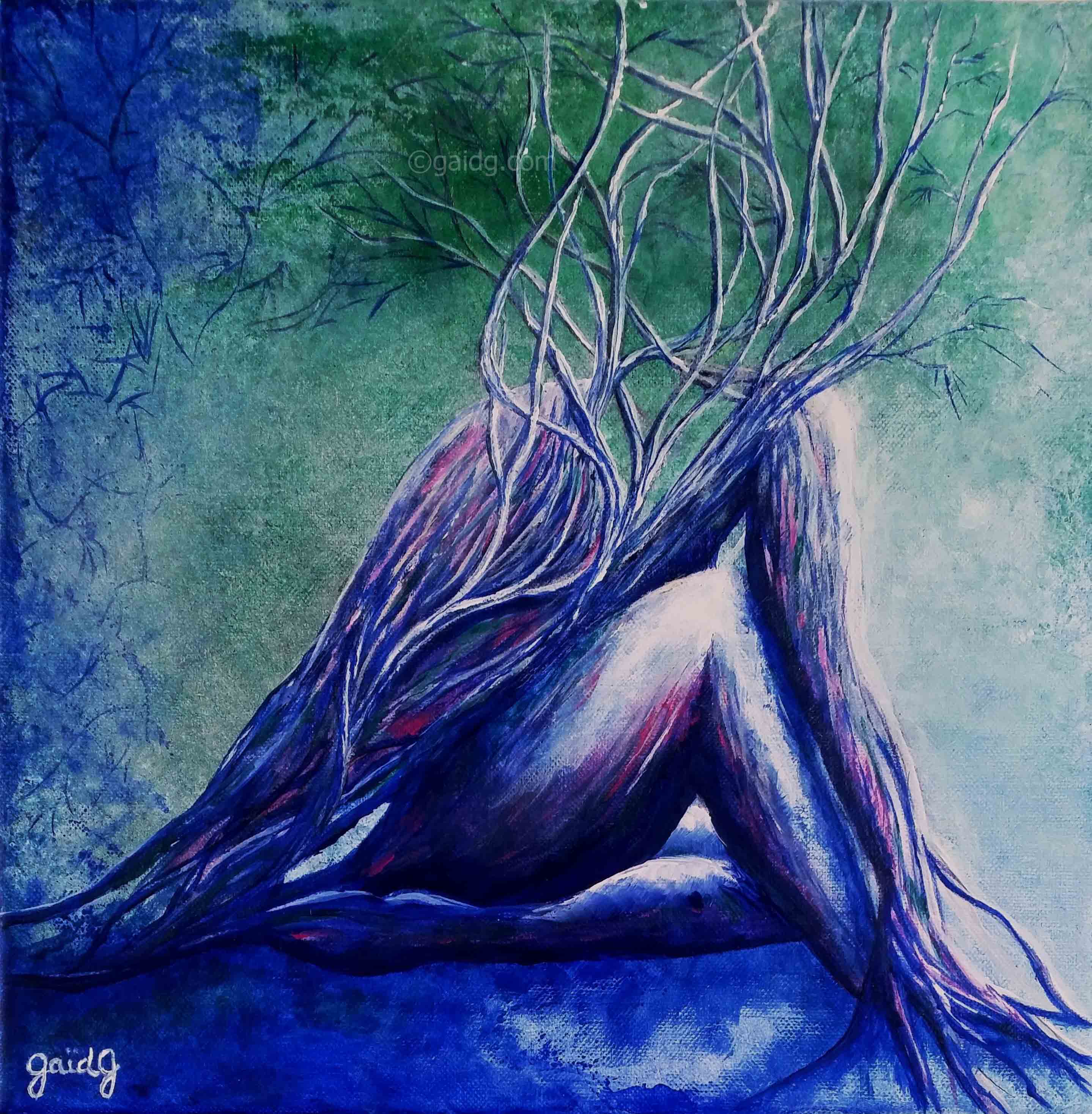 Grâce - Acrylique et encre sur toile - 30x30 cm