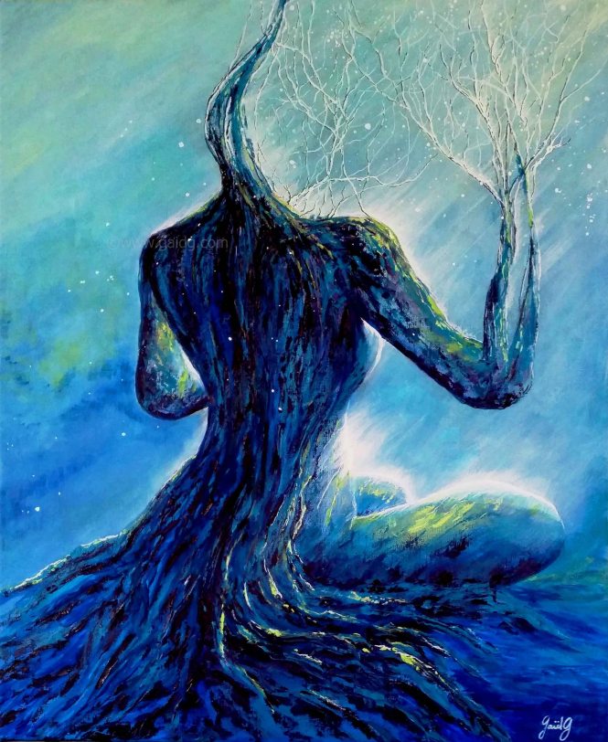 Contemplation - Acrylique et huile sur toile - 61x50 cm