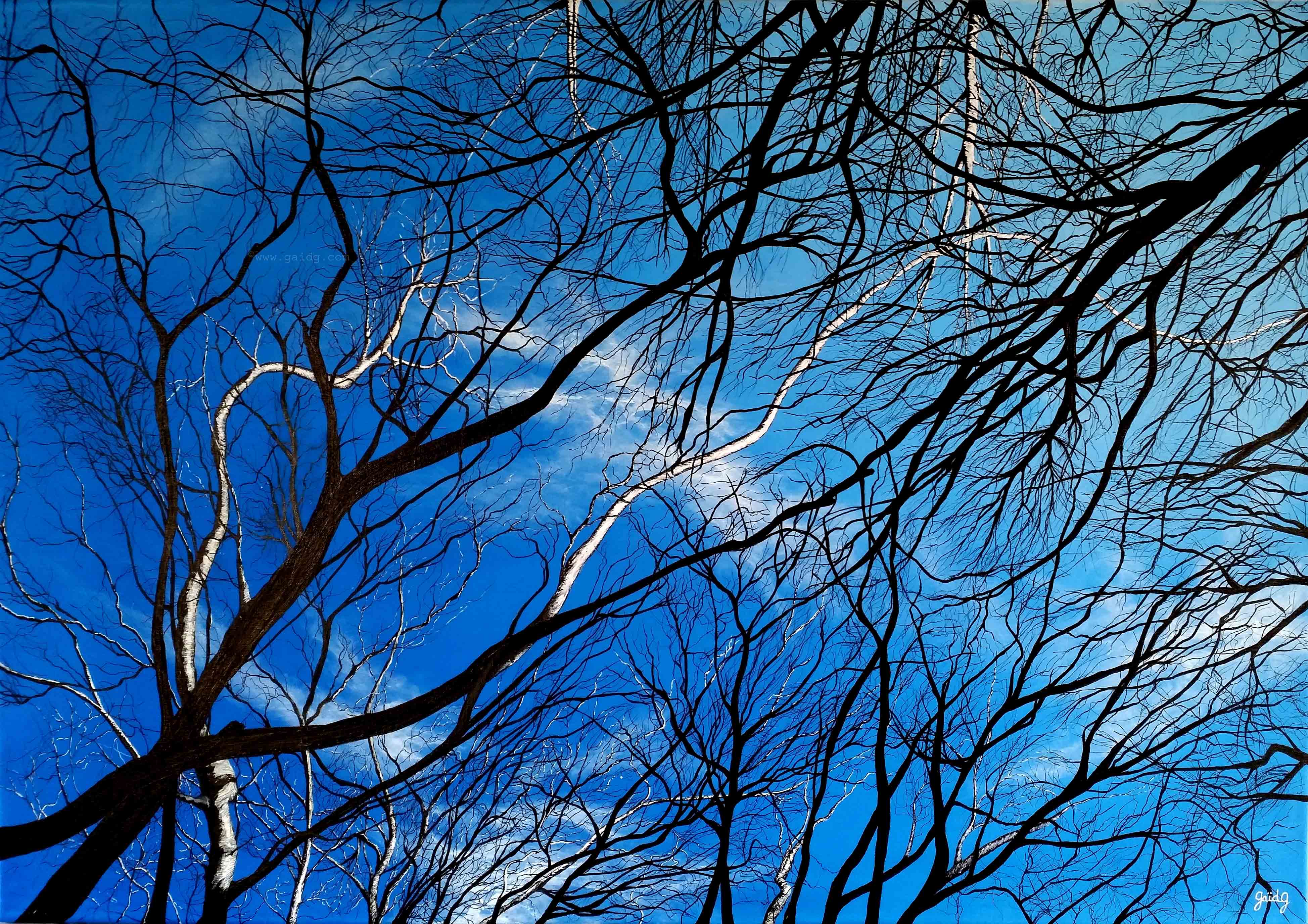 Dentelles 4 - Acrylique et encre sur toile - 100x70 cm