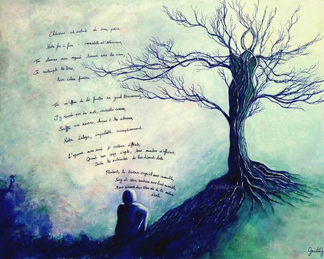 De la même étoile - Acrylique et Encre sur toile - 92x73 cm