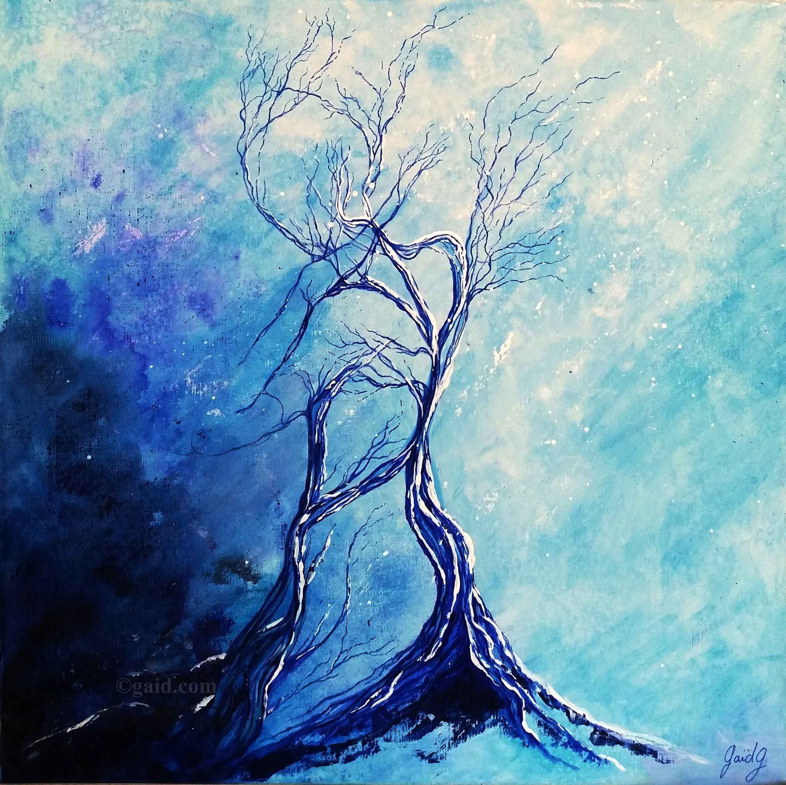 Solitude - Acrylique et encre sur toile - 50x50 cm
