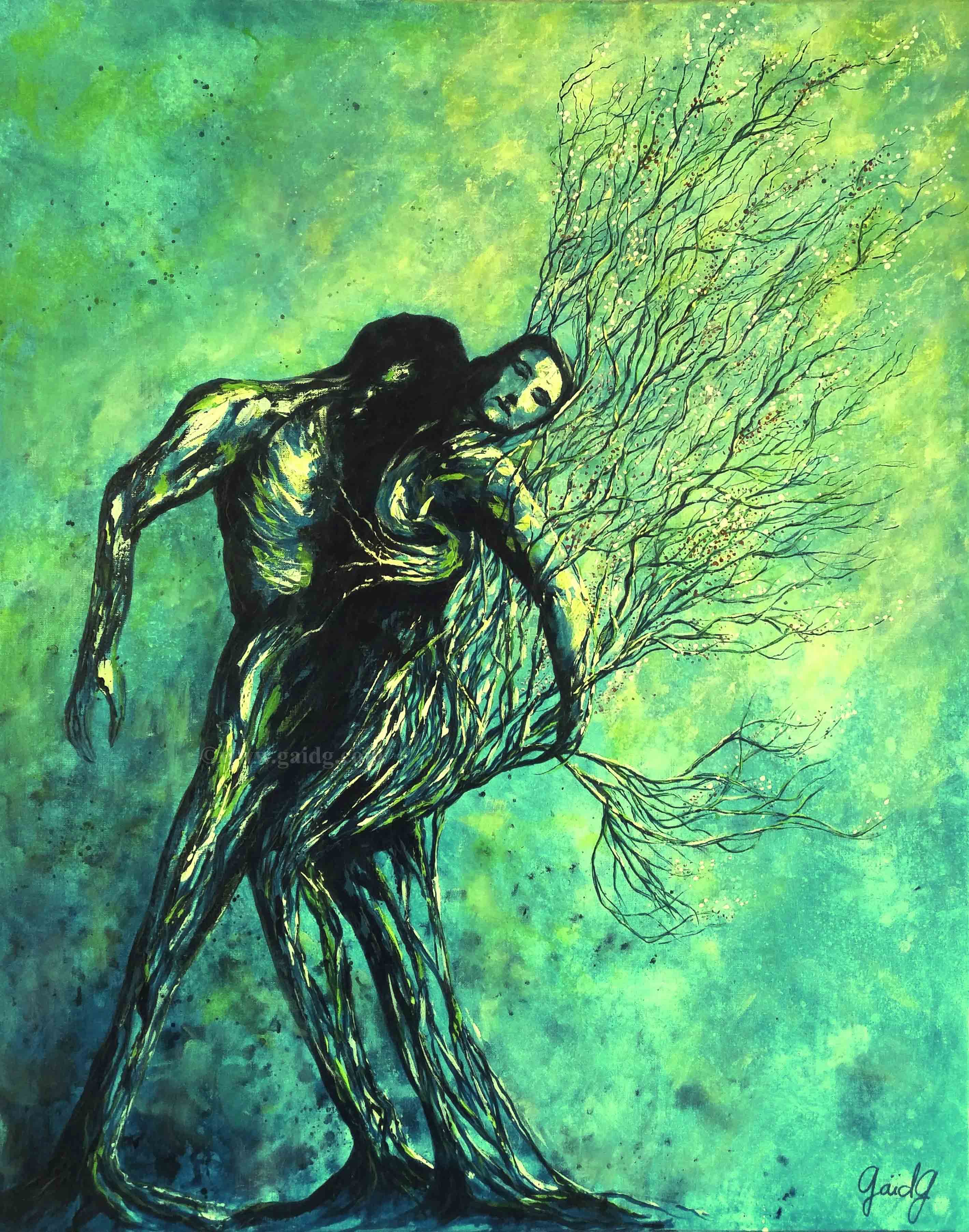 Epanouissement - Acrylique et encre sur toile - 73x92 cm